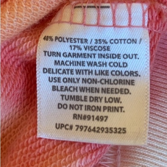 Sweatshirt Womens Large Tie Dye Caffeine Modern Canvas Pink Peach Pullover - Picture 8 of 10